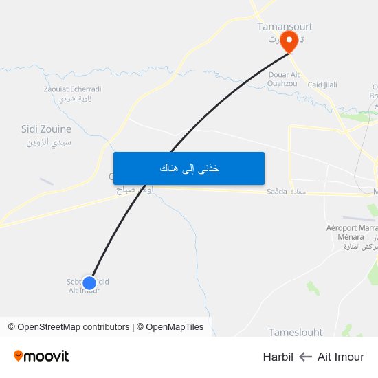 Ait Imour to Harbil map