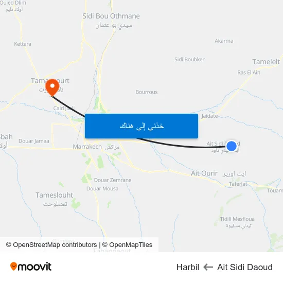 Ait Sidi Daoud to Harbil map