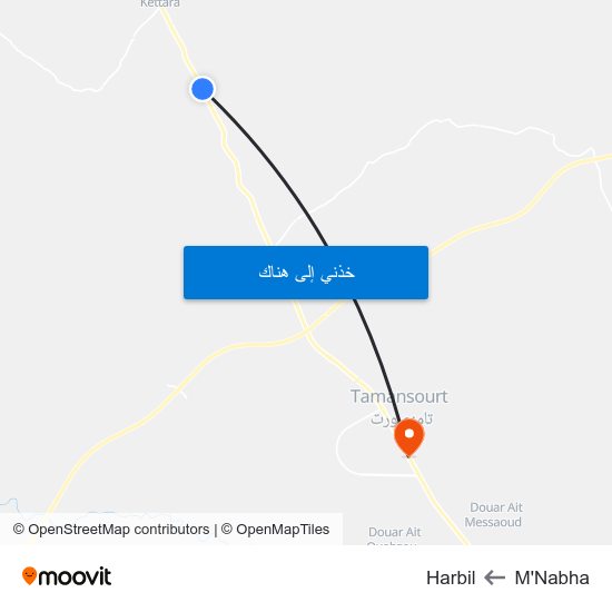 M'Nabha to Harbil map