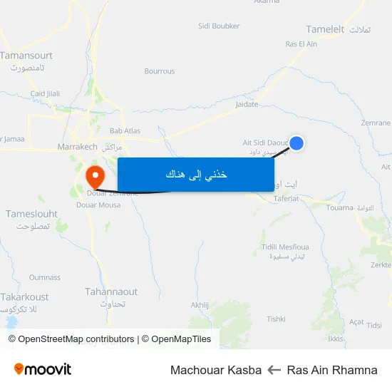 Ras Ain Rhamna to Machouar Kasba map