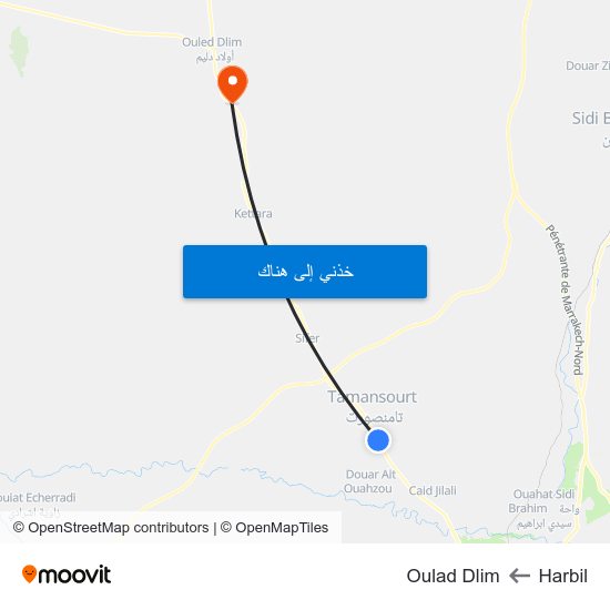 Harbil to Oulad Dlim map