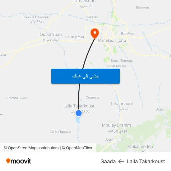 Lalla Takarkoust to Saada map