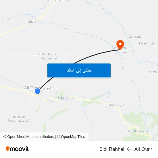 Ait Ourir to Sidi Rahhal map