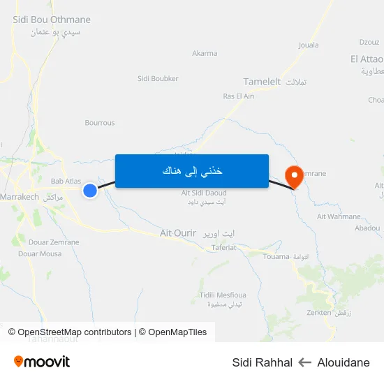 Alouidane to Sidi Rahhal map