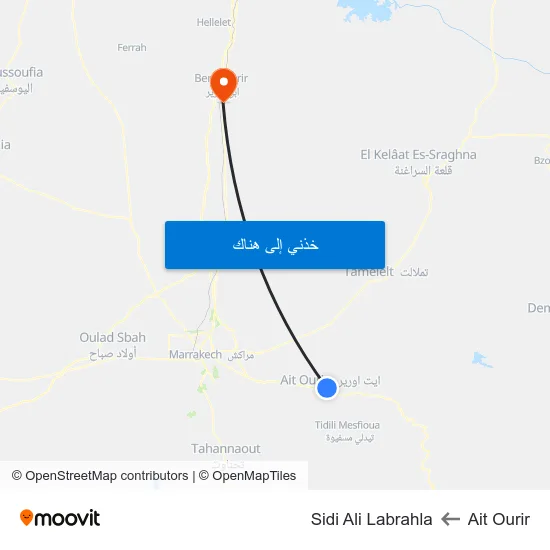 Ait Ourir to Sidi Ali Labrahla map