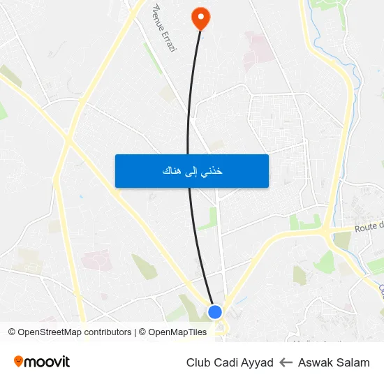 Aswak Salam to Club Cadi Ayyad map