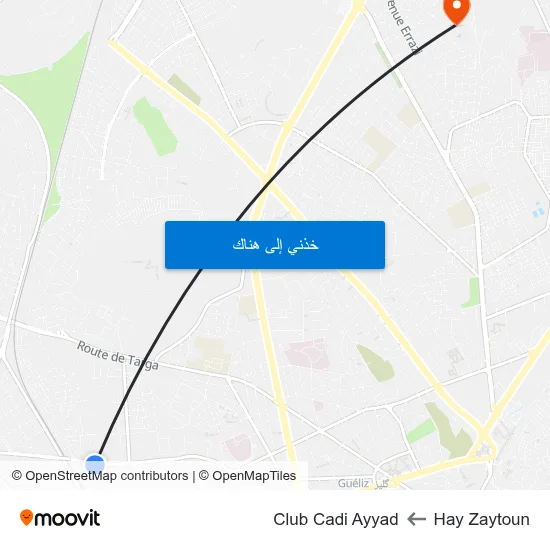 Hay Zaytoun to Club Cadi Ayyad map