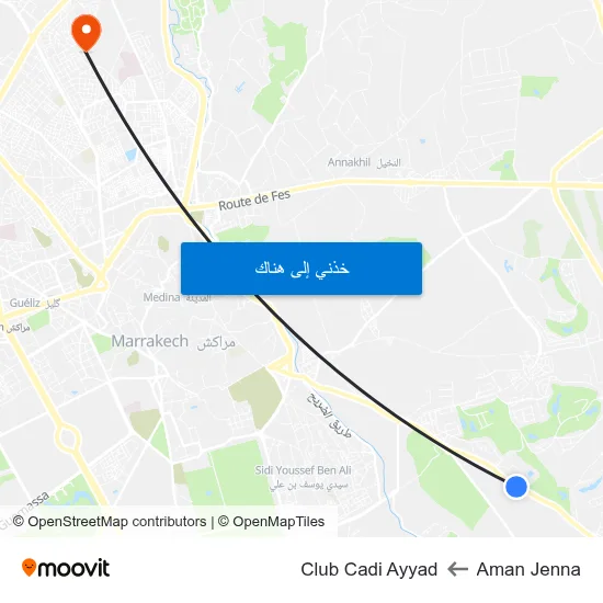 Aman Jenna to Club Cadi Ayyad map