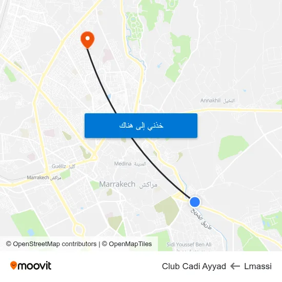 Lmassi to Club Cadi Ayyad map