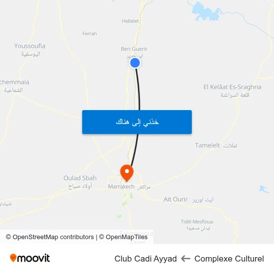 Complexe Culturel to Club Cadi Ayyad map