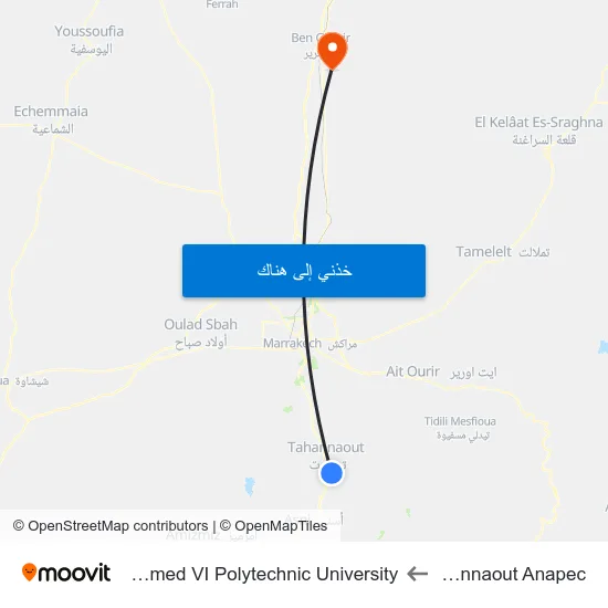 Tahennaout Anapec to Mohammed VI Polytechnic University map