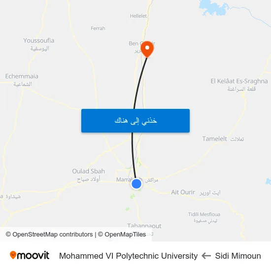 Sidi Mimoun to Mohammed VI Polytechnic University map