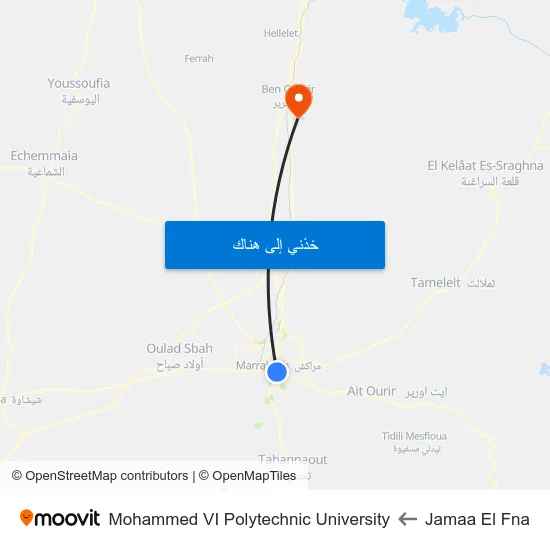 Jamaa El Fna to Mohammed VI Polytechnic University map