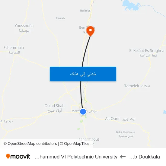 Bab Doukkala to Mohammed VI Polytechnic University map