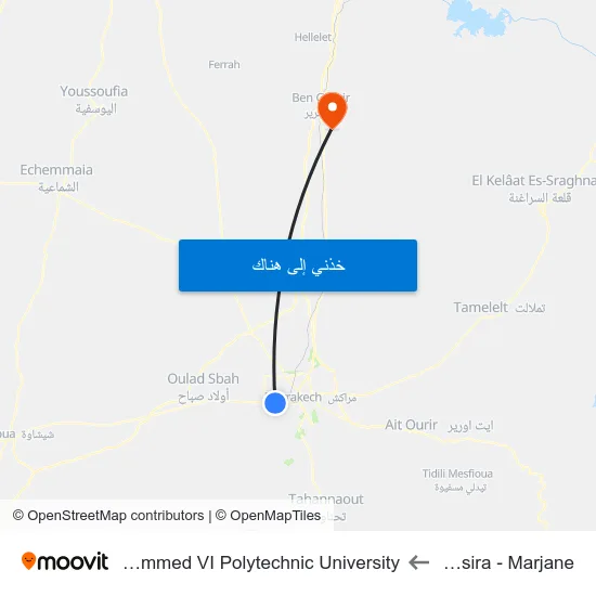 Massira - Marjane to Mohammed VI Polytechnic University map