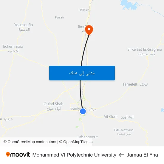 Jamaa El Fna to Mohammed VI Polytechnic University map