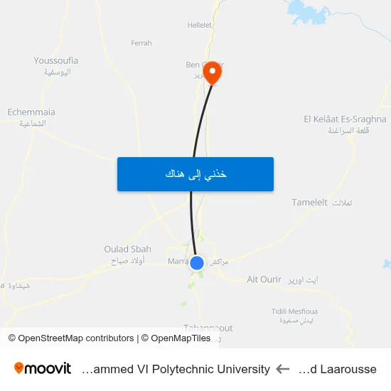 Riad Laarousse to Mohammed VI Polytechnic University map