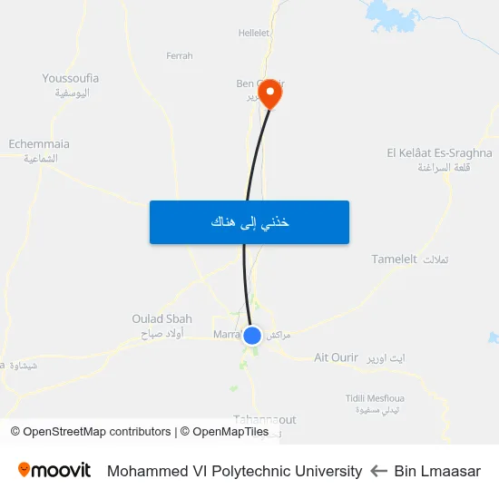 Bin Lmaasar to Mohammed VI Polytechnic University map