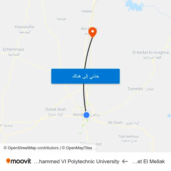 Arset El Mellak to Mohammed VI Polytechnic University map