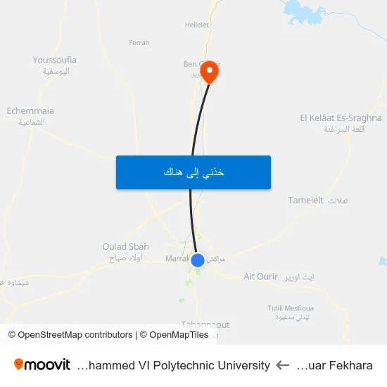 Douar Fekhara to Mohammed VI Polytechnic University map