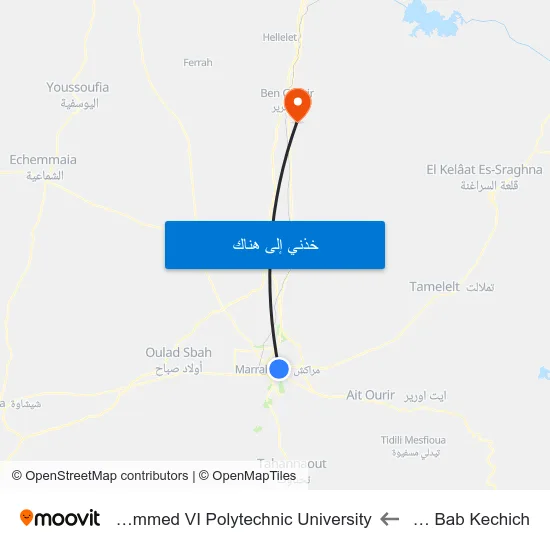 Rue Bab Kechich to Mohammed VI Polytechnic University map