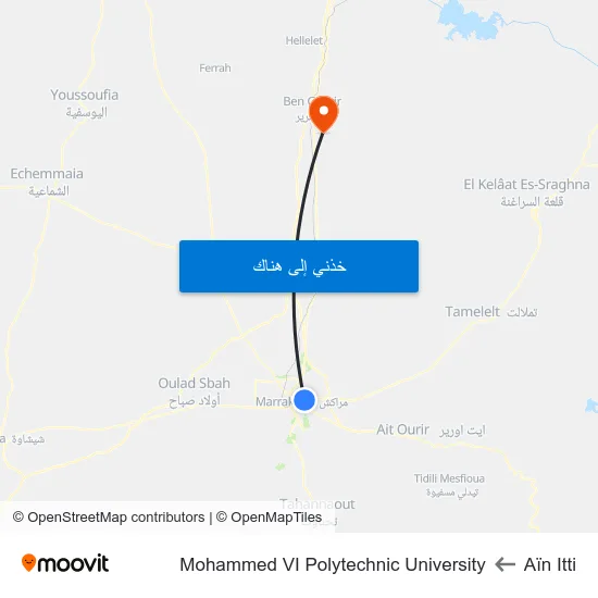 Aïn Itti to Mohammed VI Polytechnic University map