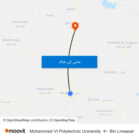 Bin Lmaasar to Mohammed VI Polytechnic University map