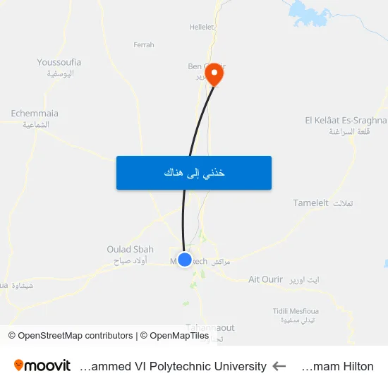 Hammam Hilton to Mohammed VI Polytechnic University map