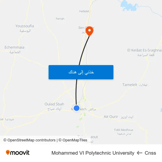 Cnss to Mohammed VI Polytechnic University map