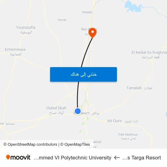 Atlas Targa Resort to Mohammed VI Polytechnic University map