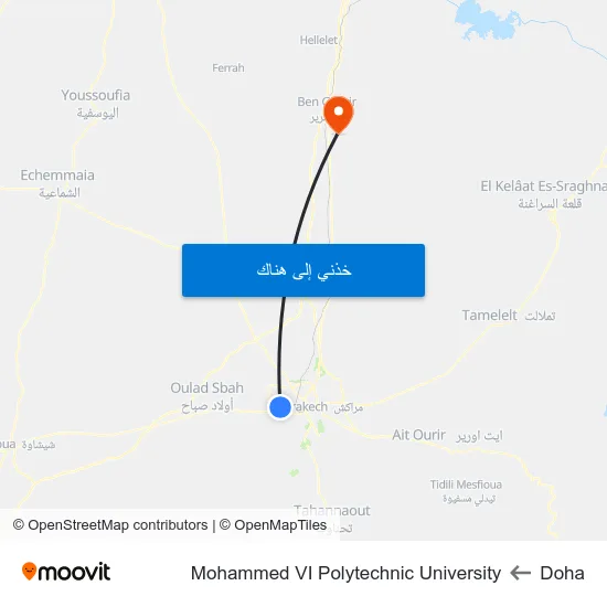 Doha to Mohammed VI Polytechnic University map