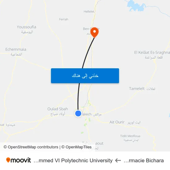 Pharmacie Bichara to Mohammed VI Polytechnic University map