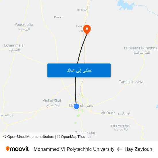 Hay Zaytoun to Mohammed VI Polytechnic University map