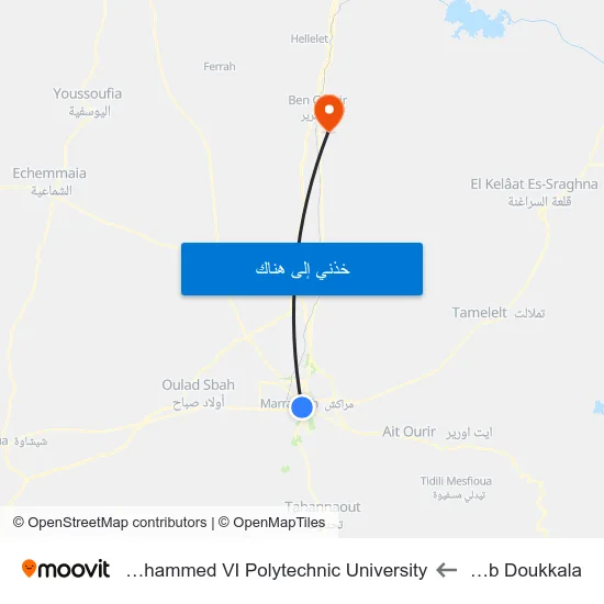 Bab Doukkala to Mohammed VI Polytechnic University map
