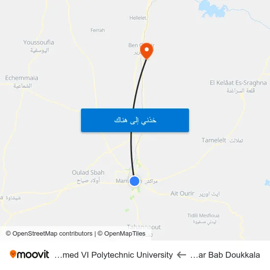 Boukar Bab Doukkala to Mohammed VI Polytechnic University map