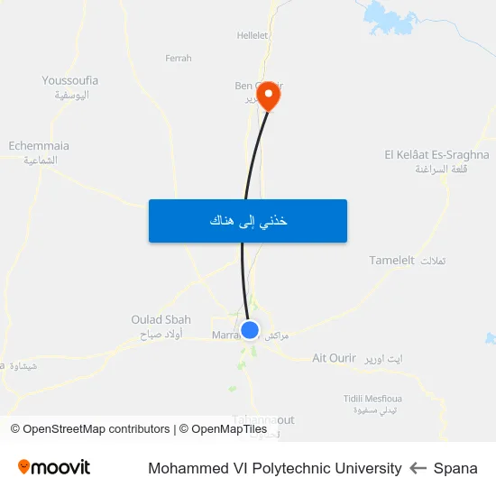 Spana to Mohammed VI Polytechnic University map