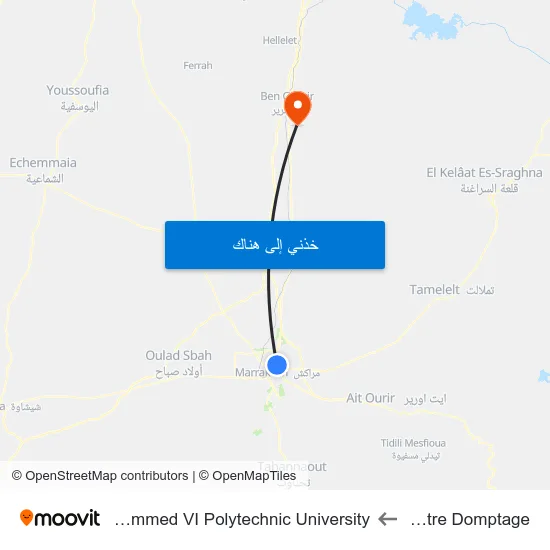 Centre Domptage to Mohammed VI Polytechnic University map