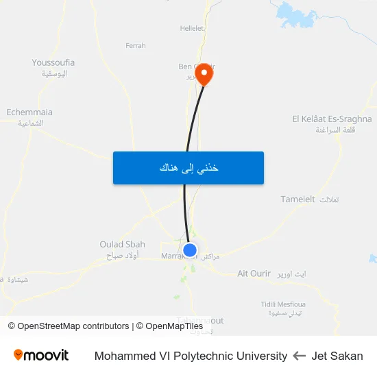 Jet Sakan to Mohammed VI Polytechnic University map