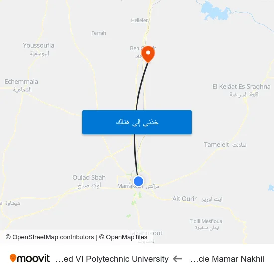 Pharmacie Mamar Nakhil to Mohammed VI Polytechnic University map