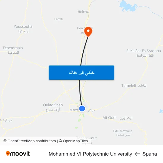 Spana to Mohammed VI Polytechnic University map