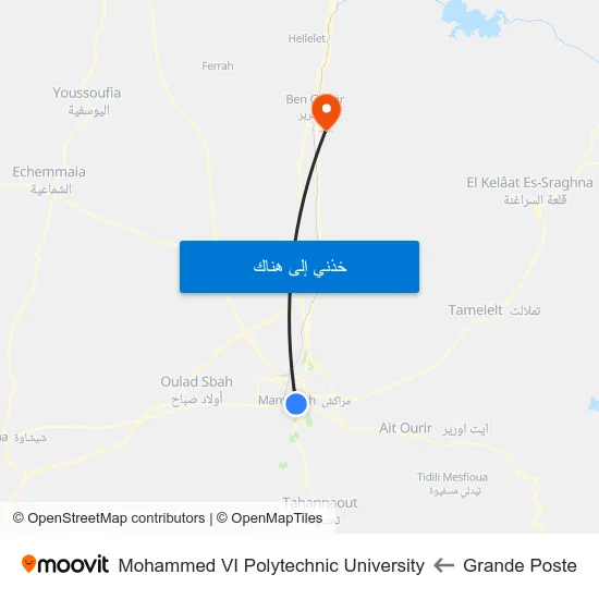 Grande Poste to Mohammed VI Polytechnic University map