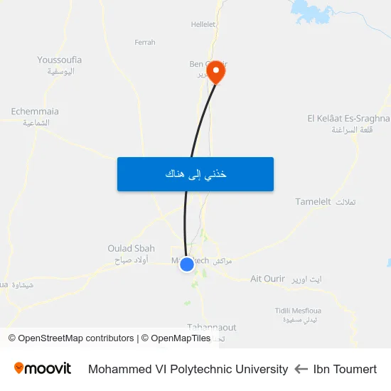 Ibn Toumert to Mohammed VI Polytechnic University map