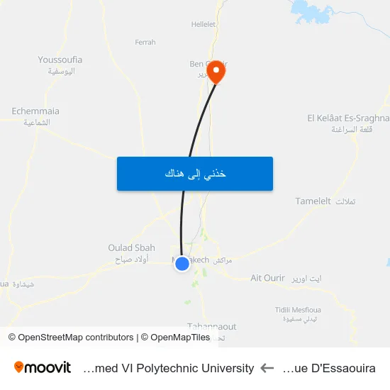 Avenue D'Essaouira to Mohammed VI Polytechnic University map