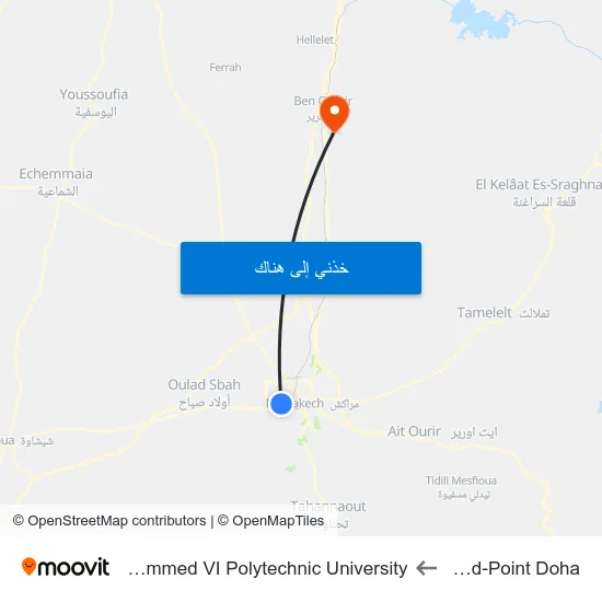 Rond-Point Doha to Mohammed VI Polytechnic University map