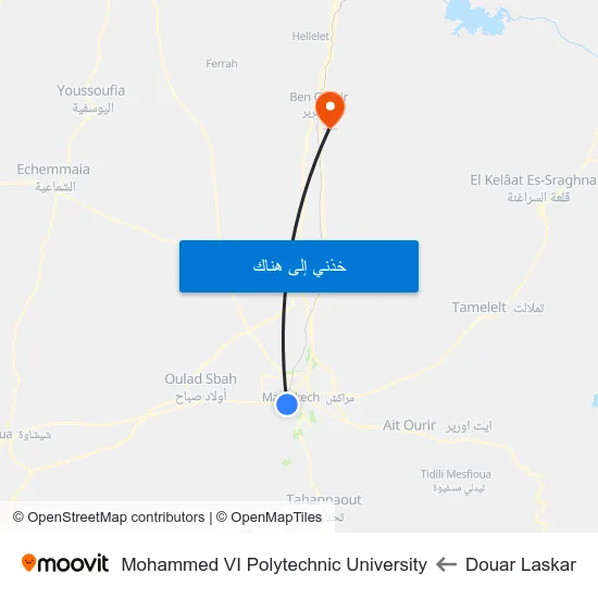 Douar Laskar to Mohammed VI Polytechnic University map