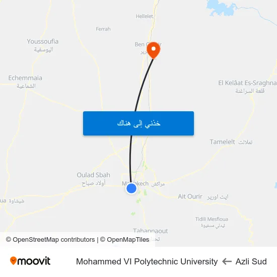Azli Sud to Mohammed VI Polytechnic University map