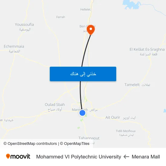 Menara Mall to Mohammed VI Polytechnic University map