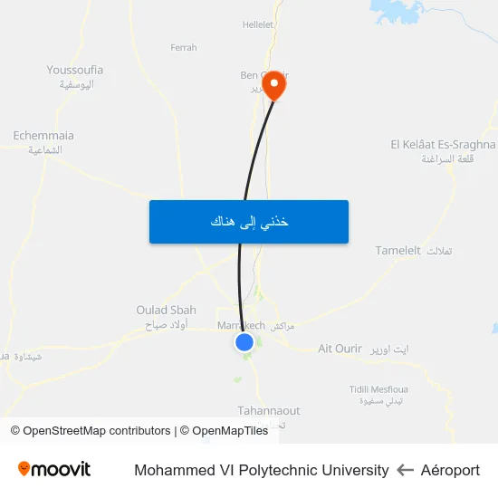Aéroport to Mohammed VI Polytechnic University map