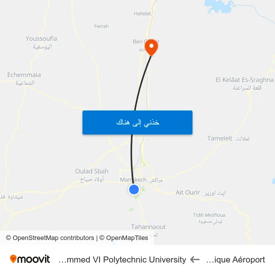 Clinique Aéroport to Mohammed VI Polytechnic University map