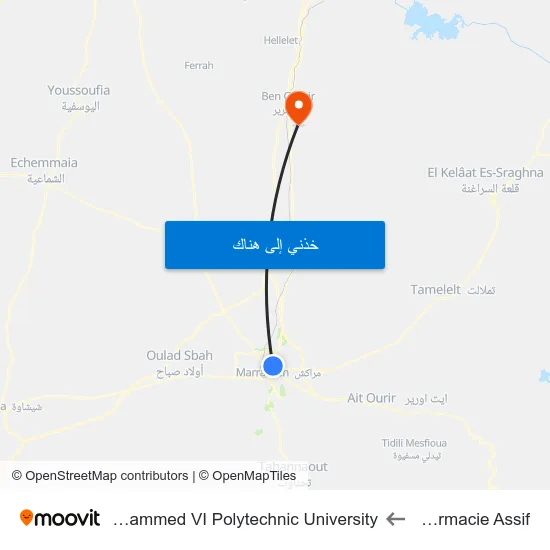 Pharmacie Assif to Mohammed VI Polytechnic University map